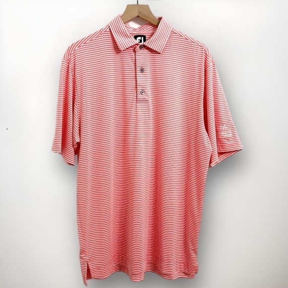 Footjoy Striped Performance Short Sleeve Golf Polo Shirt, Size Large - Picture 2 of 6